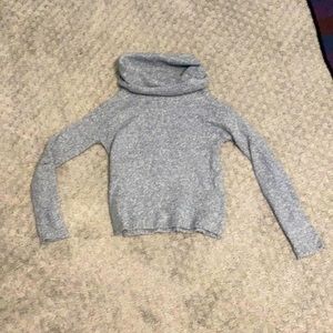 Grey sweater with a scarf-like collar